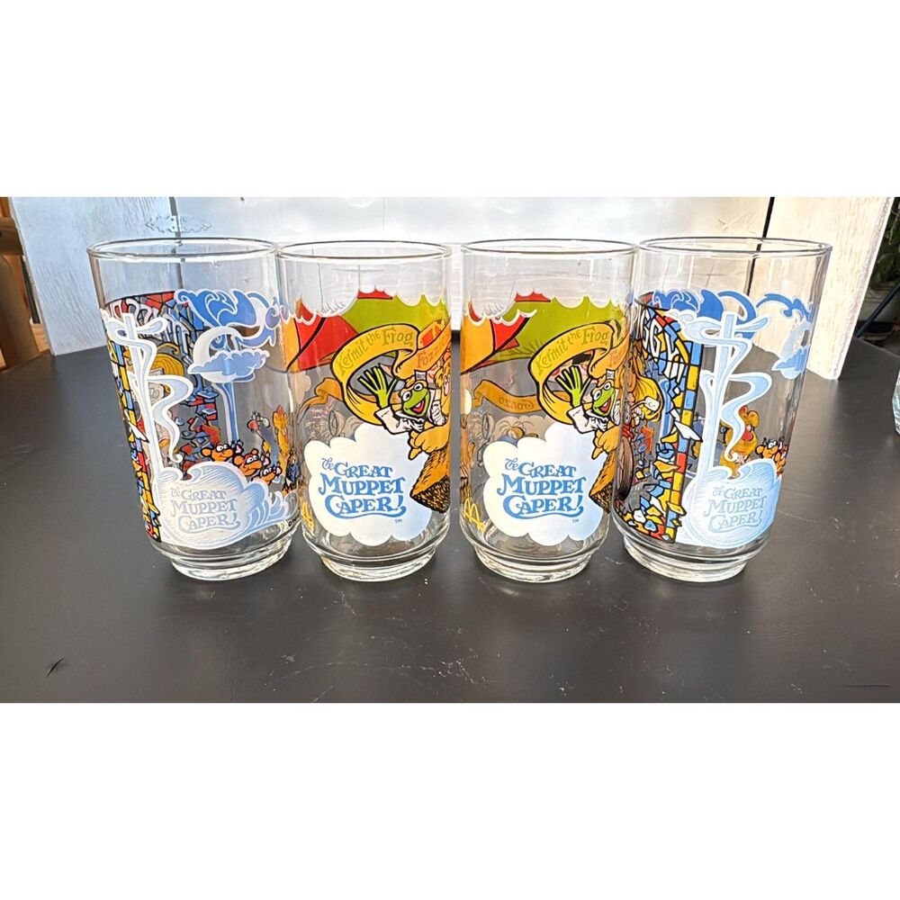 1981Vintage Glass McDonald's Great Caper Muppets Caper& Miss Piggy & Kermit